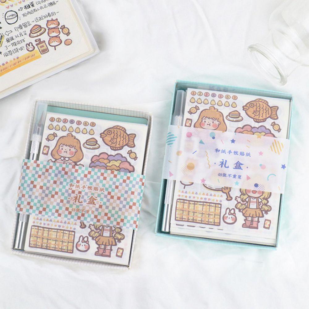 Mxbeauty Alat Tulis Stiker Set Siswa Perempuan Bujo Dekorasi Perlengkapan Sekolah Planner DIY Craft Gifted Box Diary Scrapbooking Stickers