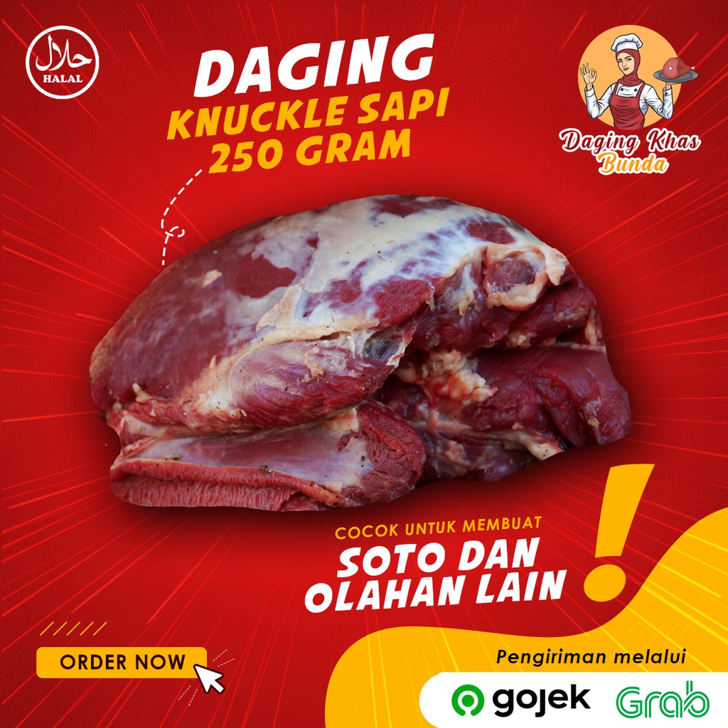 

(PREMIUM) Daging Knuckle / Kelapa Sapi Lokal Segar FRESH 250 gram