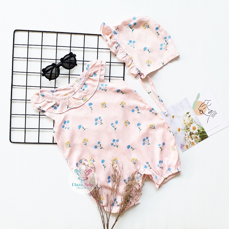 Plazababyku MX ROMPER LILIE setelan bayi motif bunga yang lucu free bonnet