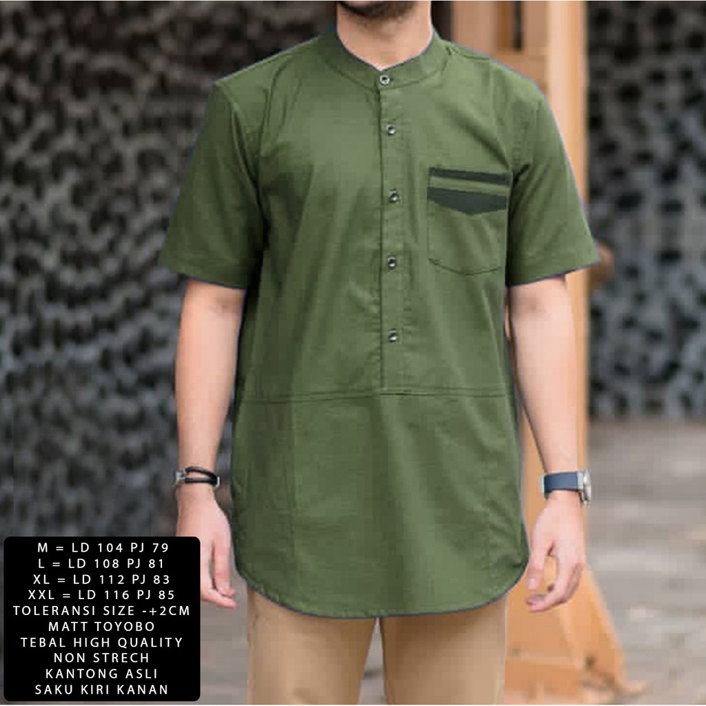 TOTOTAshop.Baju koko MODEN pria,(M-L-XL-XXL)Bahan cotton TOYOBO Tebal premium,ada kantong Asli