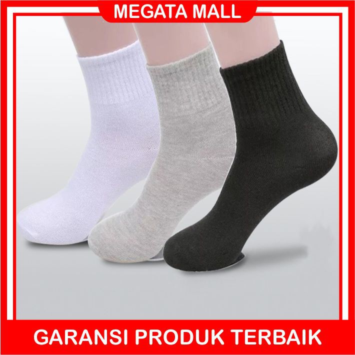 ♫ Megata ♫ A098 Kaos Kaki Polos Motif Lebih Panjang Diatas Mata Kaki Kaoskaki Office Olahraga Fashion