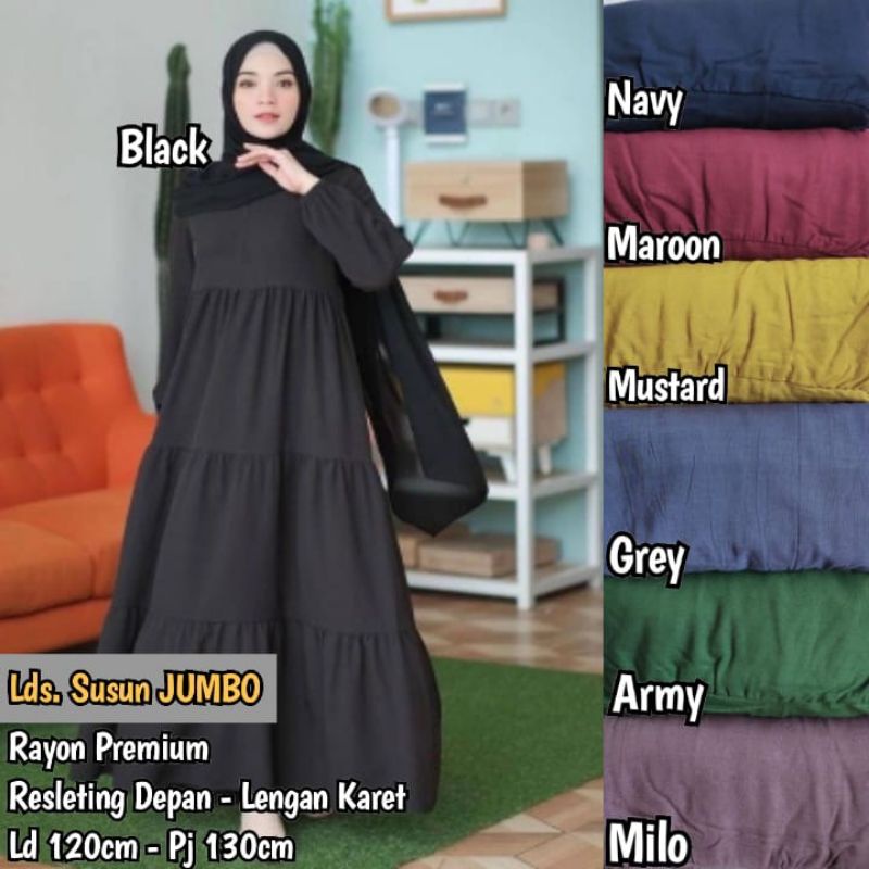 Longdress Jumbo Busui, Gamis Rayon Jumbo, Dress Muslim Wanita