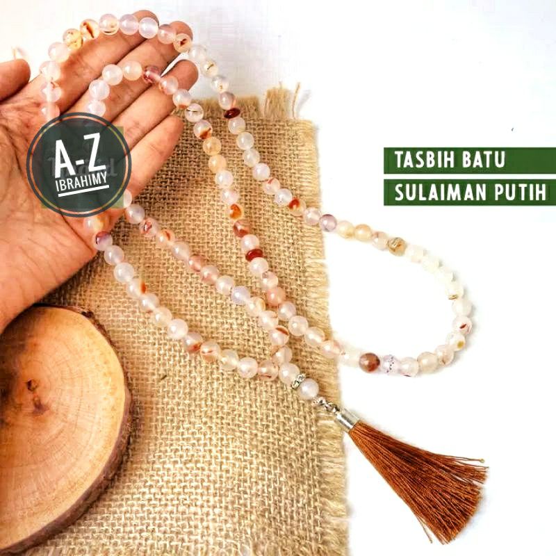 Tasbih Batu Asli Sulaiman Putih 99butir 100%Original