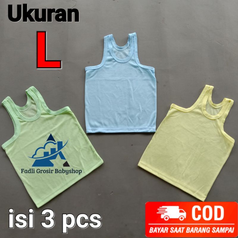 Kaos Dalam Bayi/ Singlet Bayi Ukuran L Isi 3 Pcs ( 3 warna )