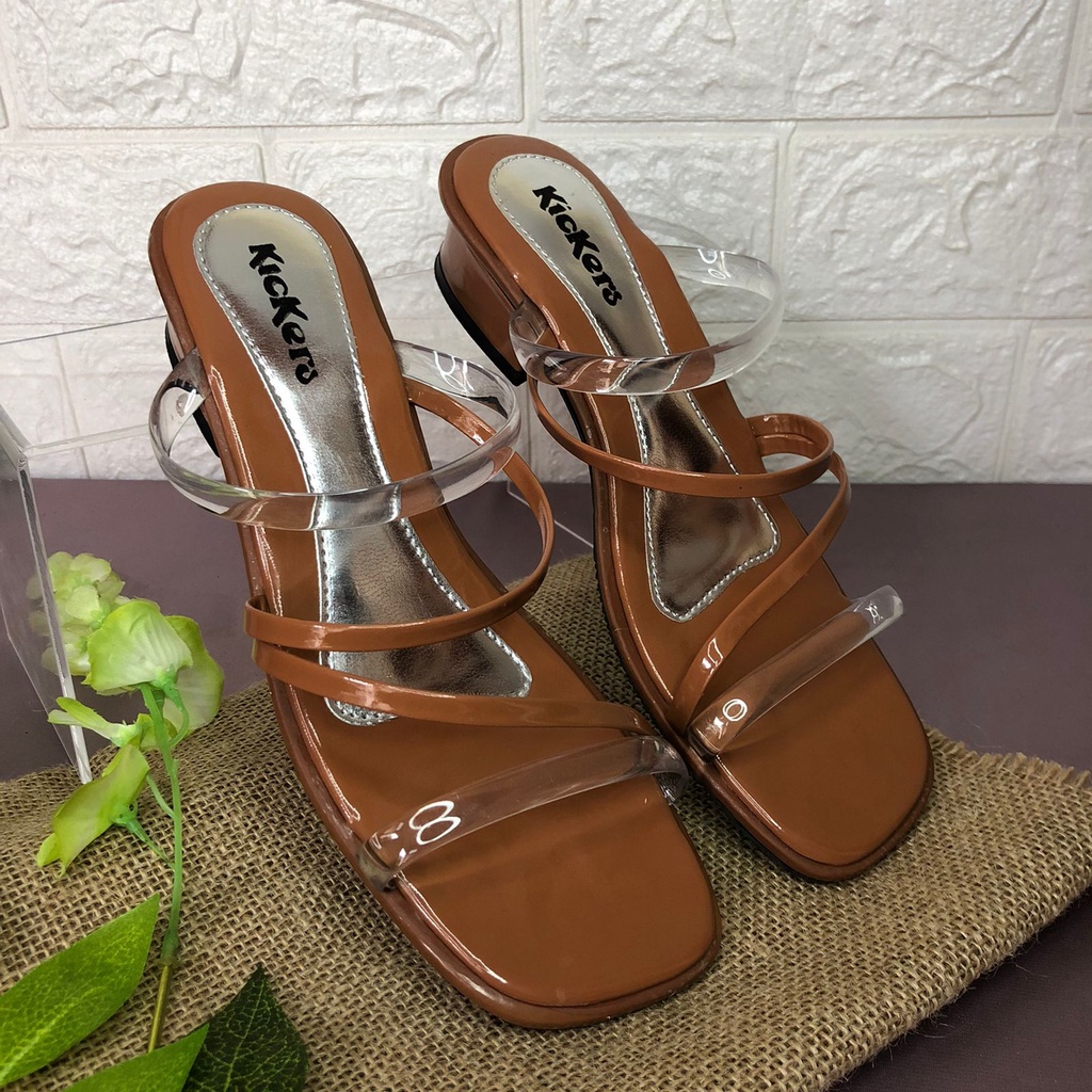 (HARGA PROMO=PACKING TANPA KARDUS) sandal cewek slop TALI TRANSPARAN 3 SENDAL WANITA hitam feminim jelly glossy termurah TERLARIS Sandal Heels Hak Tahu Wanita 3Cm Hak Chunky Wanita HEELS TAHU SLOP Hak Sandal Jelly Wanita