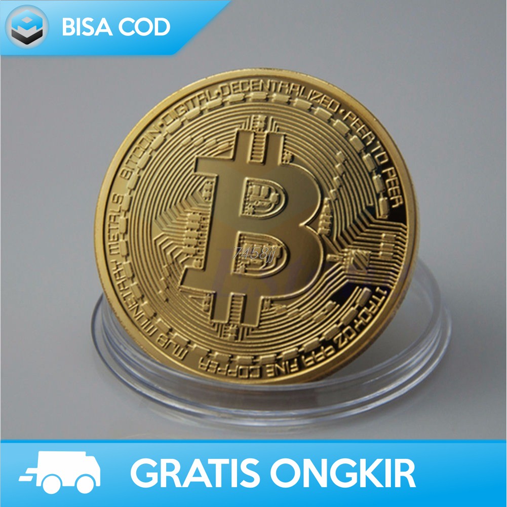 GOLD PLATED MINIATUR UANG BITCOIN - KOLEKSI KOIN BITCOIN - KOIN GOLDEN