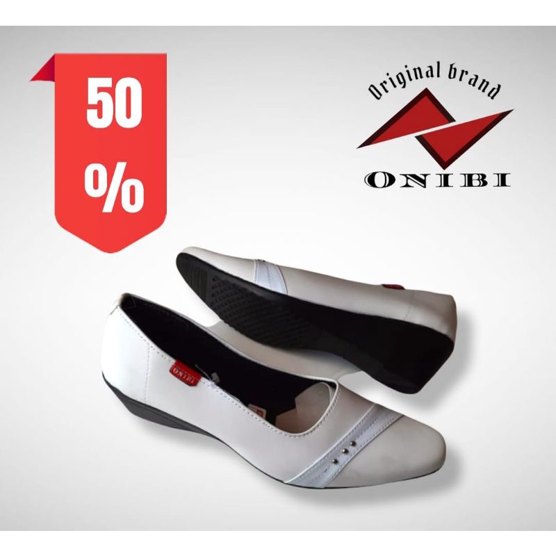 ONIBI Sepatu wanita kerja kantor dokter onibi putih motif garis