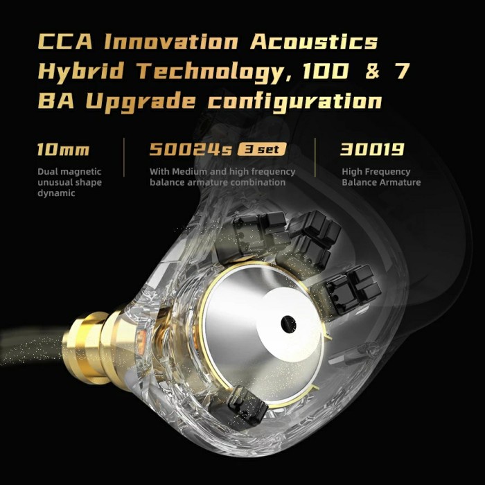 CCA CA16 Pro with Mic 7BA+1DD Hybrid Driver In Ear Earphone HIFI