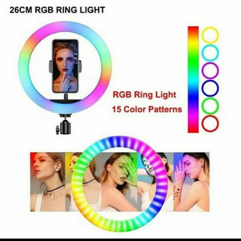 Mini Ringlight Lampu RGB 26cm Led With Tripod For Make Up Vlog Tiktok