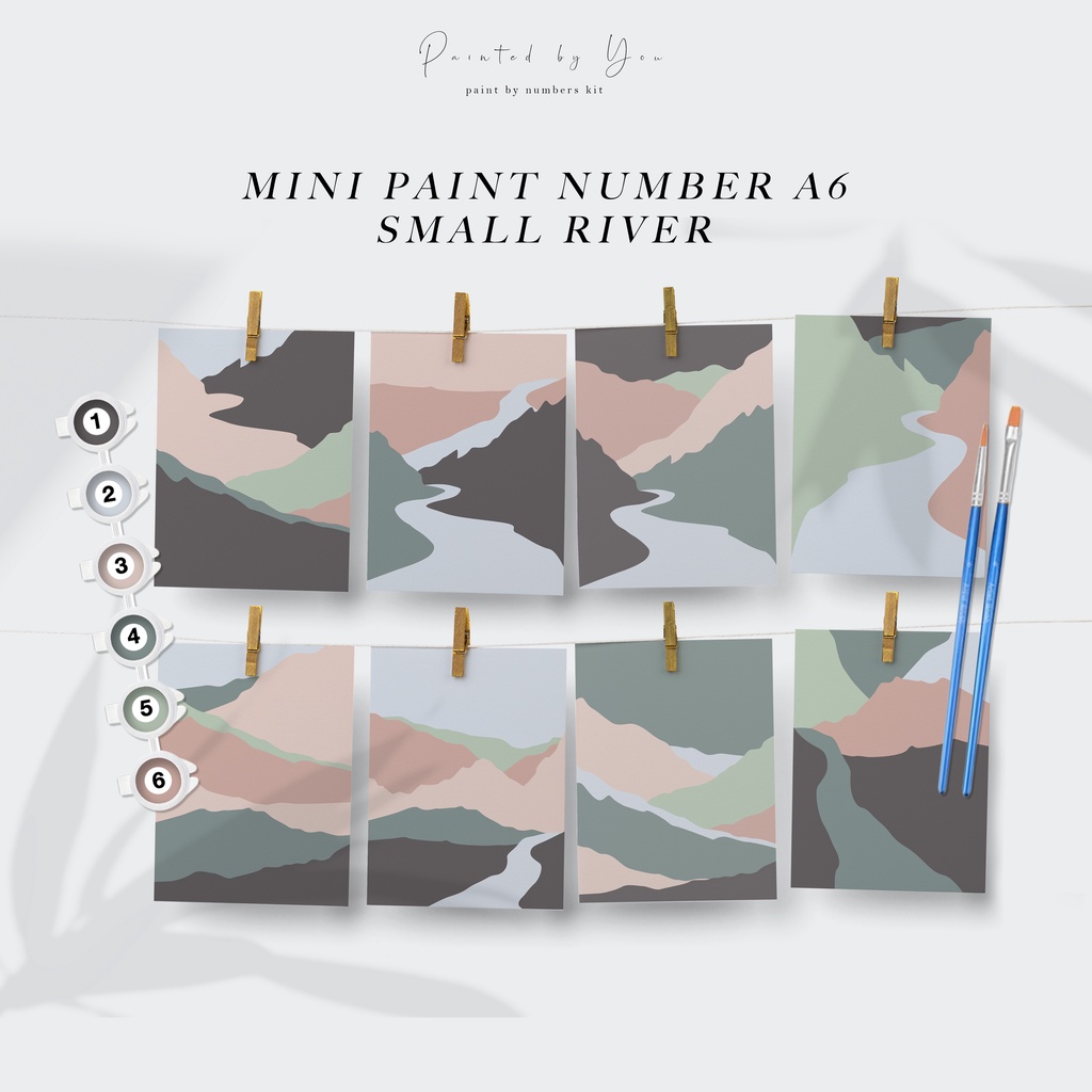 

8pcs Mini Paint By Number Kit A6, SMALL RIVER SERIES