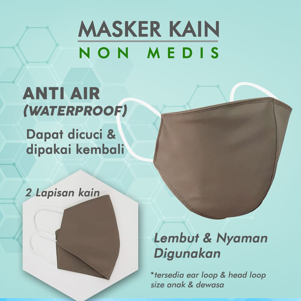 Masker Warna Non Medis Anak &amp; Dewasa Anti Microbial &amp; Anti Air 2 Lapisan Kain