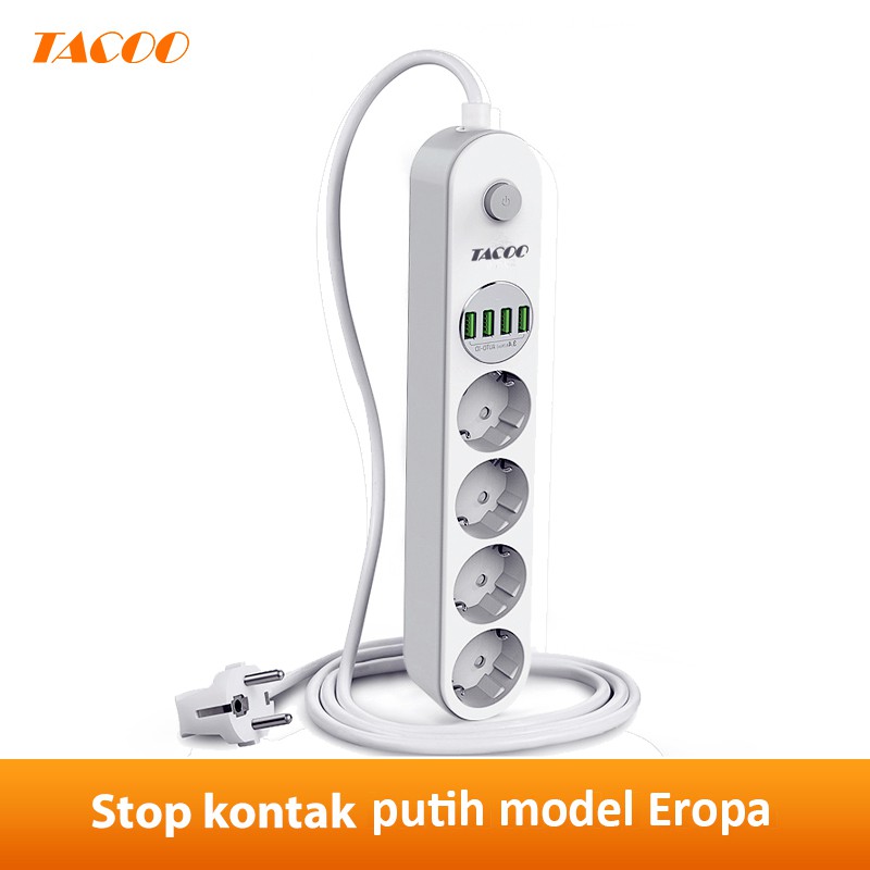 

Tacoo USB Power Strip Stop Kontak Colokan Listrik Charger 4 Port Charging Socket 3.4A 2m