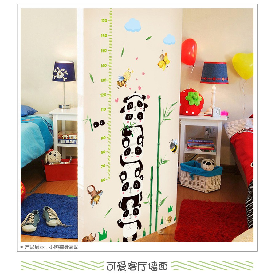 Reliza Wall Sticker Pengukur Tinggi Badan Bambu Panda Stiker Dinding LDR8363