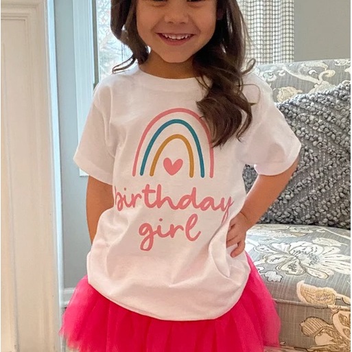 MYSTIQUE.ID-BAJU KAOS BIRTHDAY GIRL RAINBOW T-SHIRT LUCU DAN AESTHETIC