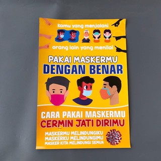 Jual Poster Pakai Masker Dengan Benar, Poster Wajib Pakai Masker ...