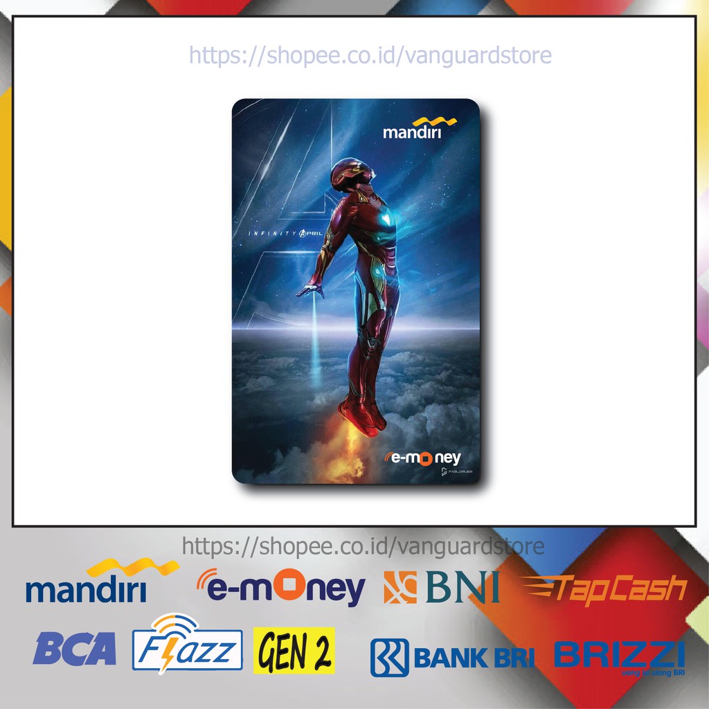 KARTU E MONEY E TOLL SUPERHERO IRON MAN ANIME 32 EMONEY MANDIRI FLAZZ BCA BNI TAPCASH BRIZZI BRI