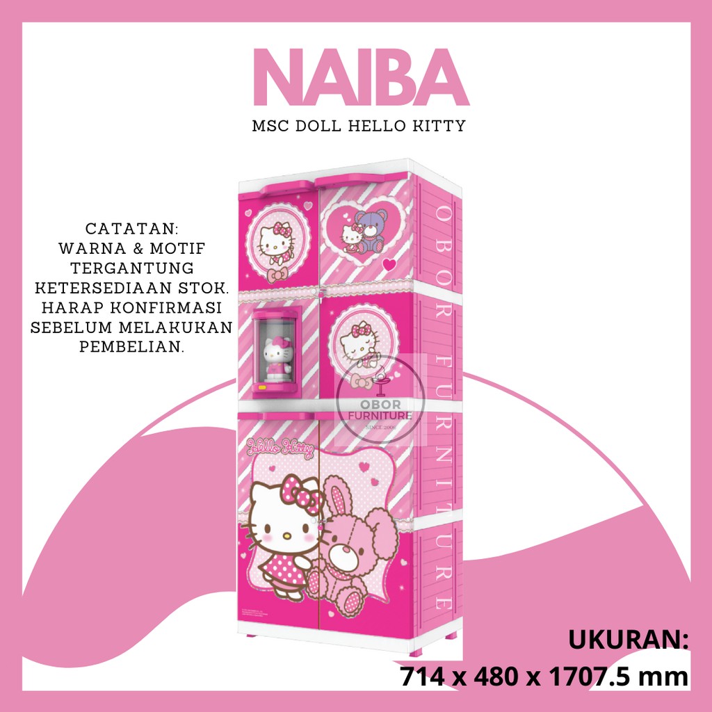 Lemari Plastik Anak Hello Kitty Doraemon Naiba MSC Doll 9284
