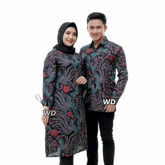 Batik Couple Ijun Batik Kemeja Pria Sogan Lawasan Manuk Kembar Katun Cap Solo Baru