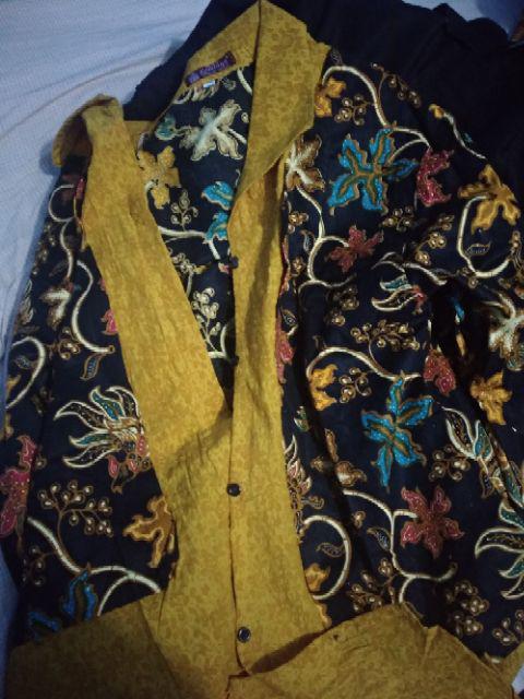 Blouse Batik Kombinasi Embos Size M L Xl Xxl Xxxl L5