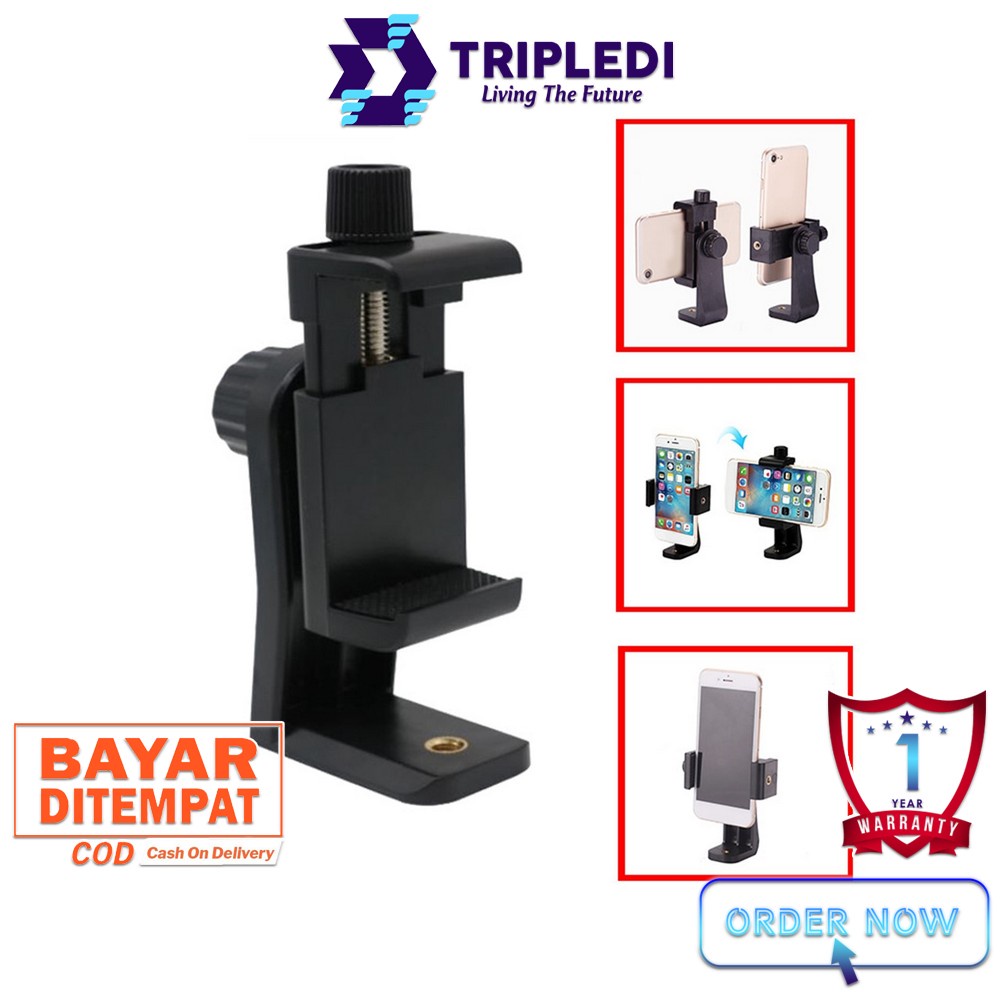 TRIPLEDI Phone Klip Stand Screw Baut Tongsis Tripod Selfie Stick Flash Light Dudukan Handphone Ponsel Rotatable  360 Derajat Horizontal Vertikal Universal IOS Android iPhone Samsung Extendable-2