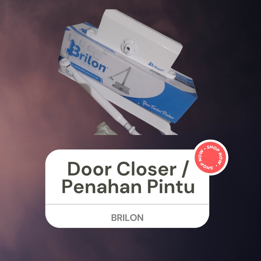 ( Merk=Brillon) Door Closer Alat Penutup Pintu Alat Penahan Pintu Silver Brown White HO