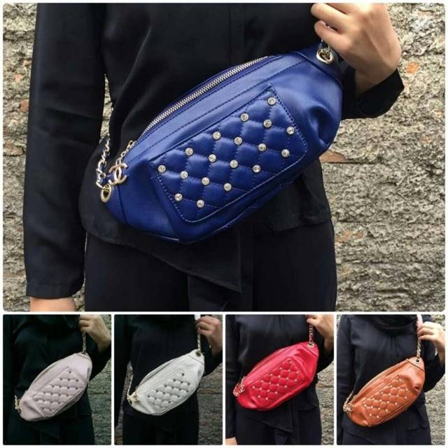 IMPORT Waistbag nagita diamond bahan tebal