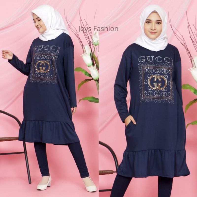 JF Atasan Tunik Kaos Babyterry Jumbo Tunik Wanita Muslimah Terbaru UCI MOTE REMPEL