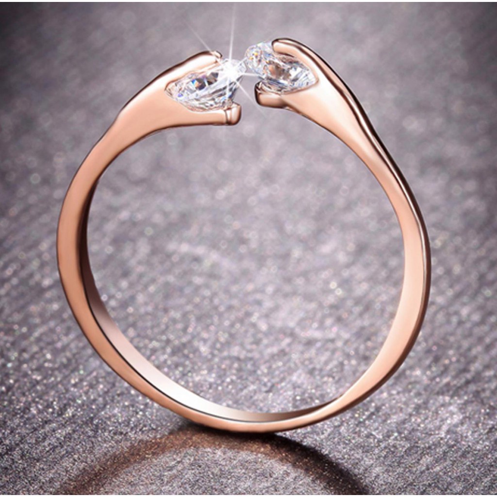 ✅Grosir Jam Senen - Cincin Model Terbuka Warna Silver dan Gold Aksen Berlian Gaya Casual untuk Wanita