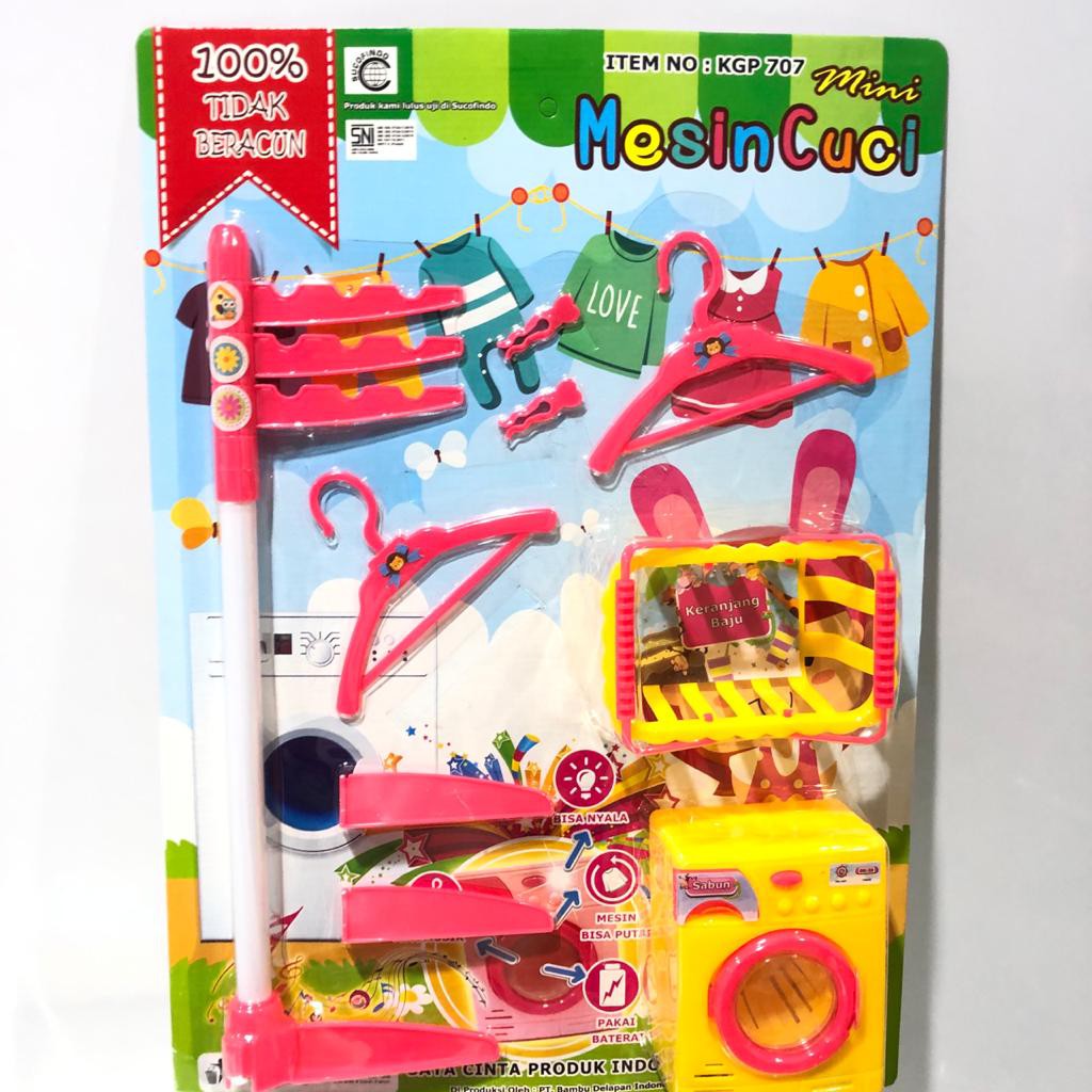 Mainan anak mesin cuci set / jemuran mini BO