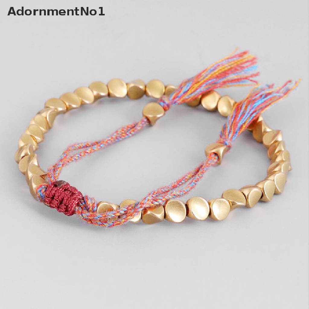 (AdornmentNo1) Gelang Tangan Tali Kepang Gaya Tibet Aksen Manik-Manik Tembaga Untuk Unisex / Pria / Wanita