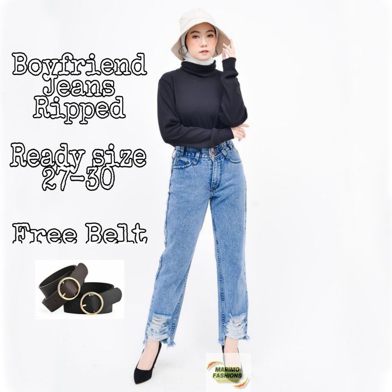 PROMO celana boyfriend snow celana jeans wanita sobek ripped suwir