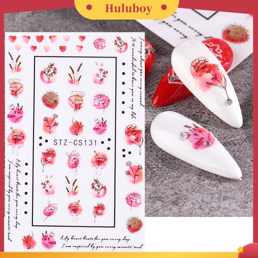 Huluboy Huluboy♡ Stiker Kuku Bahan Kertas Gaya Perancis Untuk Dekorasi Nail Art Wanita