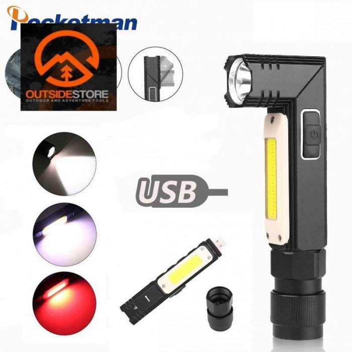 Senter Camping USB Rotateable 10000 Lumens Outdoor LED Pocketman