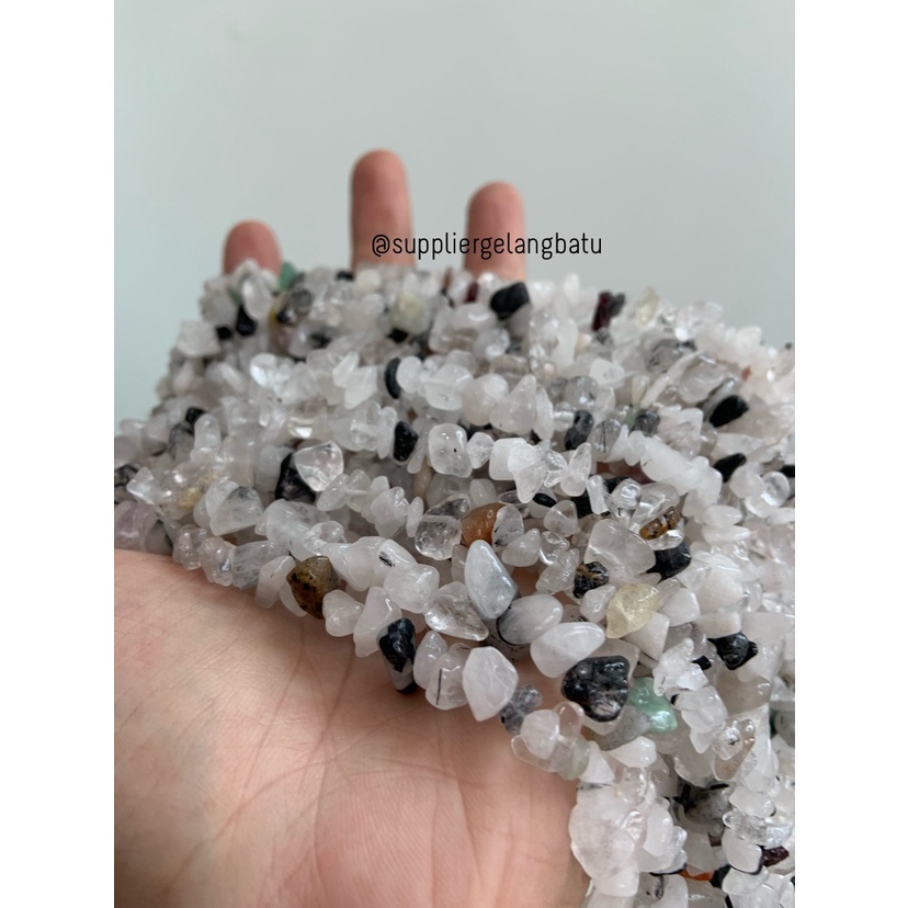 kerikil Batu alam WHITE RHODOLITE dalmantion 1cm manik aksesori craft