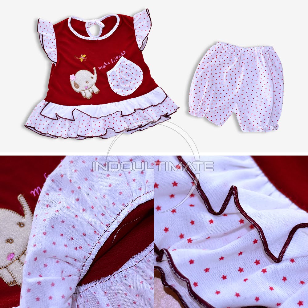 Terusan Baju Bayi Perempuan 1 Set BCS-084 Setelan Baju Bayi Baru Lahir Murah Lucu 3,6 Bulan Pakaian Bayi Perempuan Cewek / Rok Bayi Setelan Baju Bayi Perempuan Murah Lucu