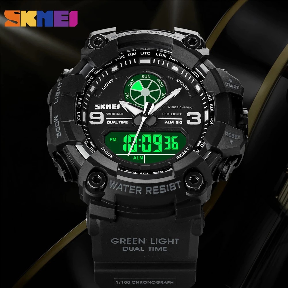 Jam Tangan Pria SKMEI 1818 Analog Digital Jam Tangan Analog Digital LED Original