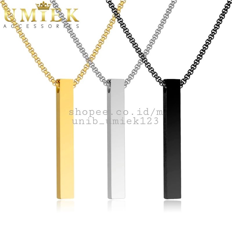 Kalung Pria Titanium rantai rollo Rante emas gold silver putih perak hitam black liontin pendant bal