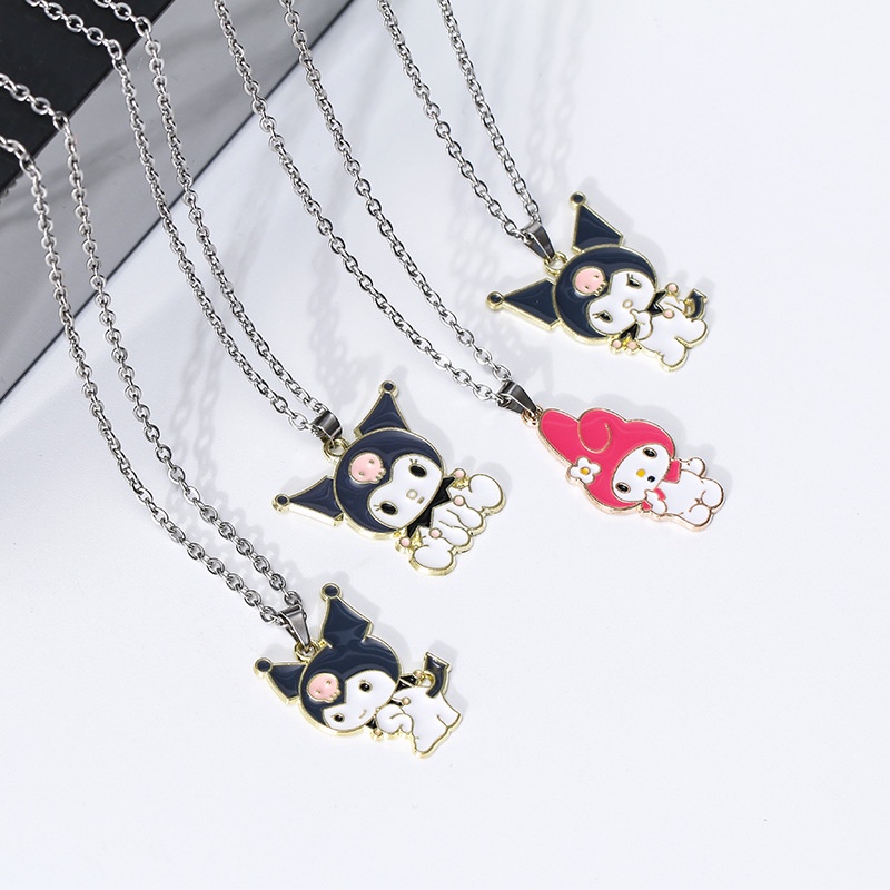 Kalung Liontin Kartun Kuromi Melody Bahan Titanium Steel Untuk Wanita