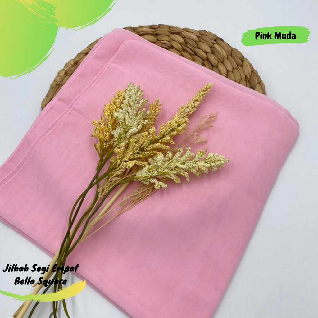 Bella Square Jilbab Segi Empat Polycooton Premium 110 x 110 COM-Pink Muda