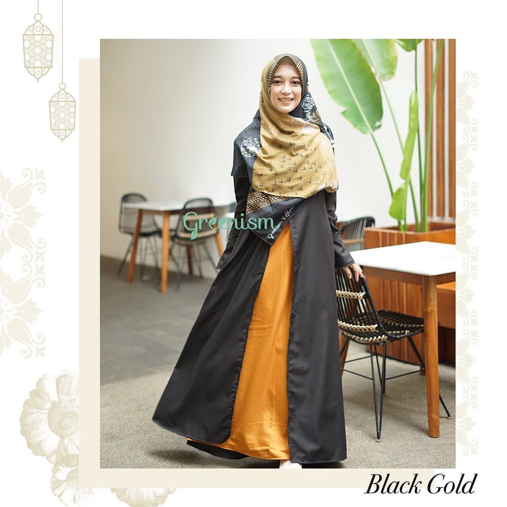 greenism dress black gold