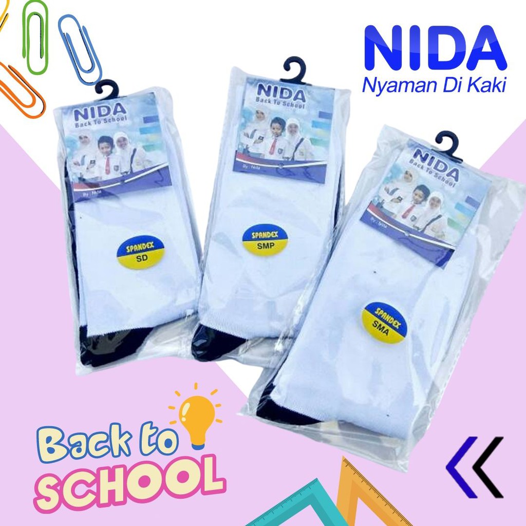 Kaos Kaki Anak Sekolah SD SMP dan SMA Putih Hitam