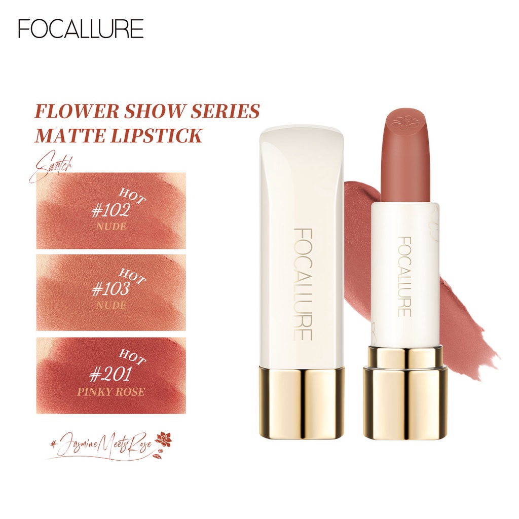 FOCALLURE Matte Lipstick Waterproof Long Lasting Makeup Moisturizer Lip Cream #JasmineMeetsRose Tahan air kosmetik bibir lipstik