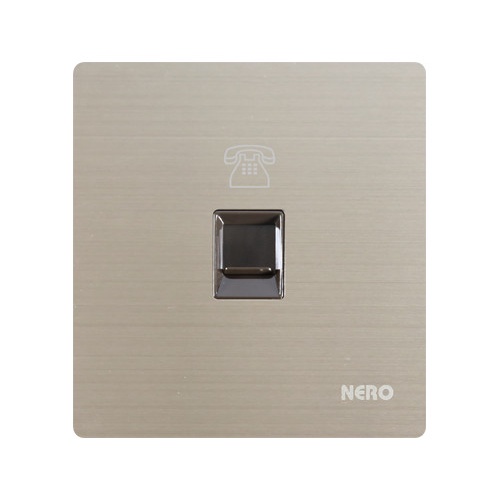 Nero Soket Outlet Telephone 1 Gang V8 Stainless V8PH