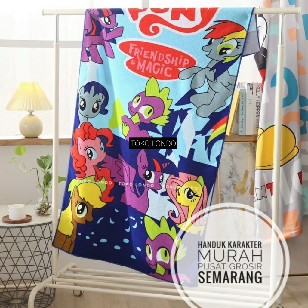 Handuk Karakter anak uk70x140cm ANNA PREMIUM Fro-zen Drae-mon Miki Tho-mas Poni Stit-ch Super-man MURAH-Little Poni