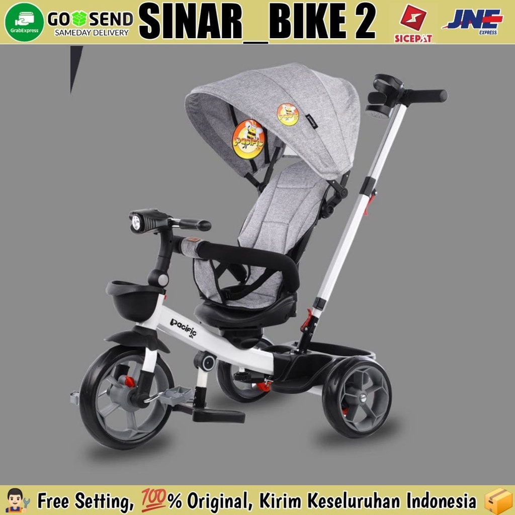 Sepeda Roda Tiga PACIFIC PC 8018-1,, PC 8018-1 Kursi Putar Bisa Dilipat Tricycle Stroller Anak