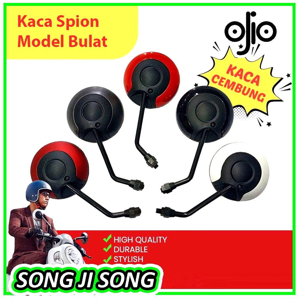 Kaca Spion Motor Bulat Standar Yamaha Honda - Spion Bulat Retro - Spion Motor Scoopy Fino Fazzio - S
