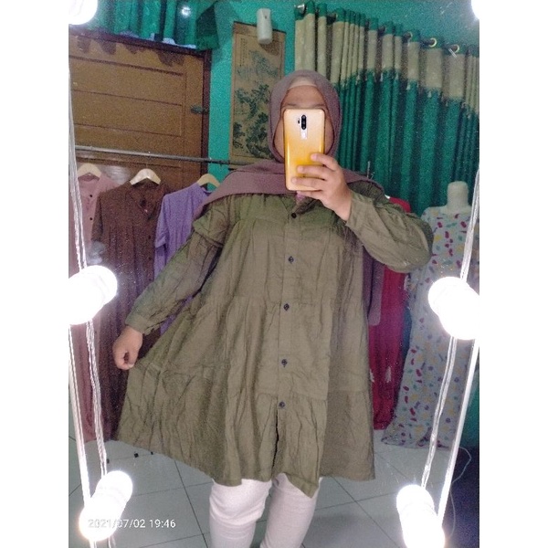 blouse  wanita/blouse polos /tunik polos/warna hijau army/tunik rayon