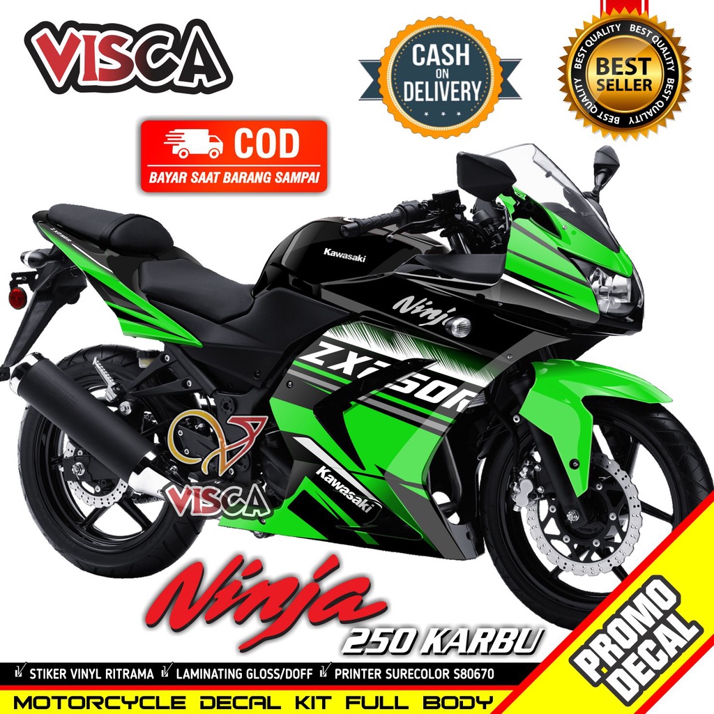 Decal Ninja 250 Karbu Full Body Stiker Ninja 250 Karbu Full Body Striping Ninja 250 Karbu Variasi WB