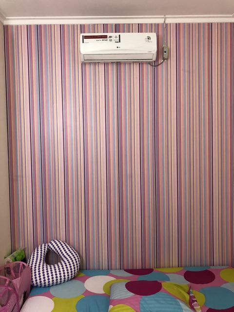 S017ls Wallpaper Sticker Ku Garis Pink 45cm X9-10m Wallpaper Dinding