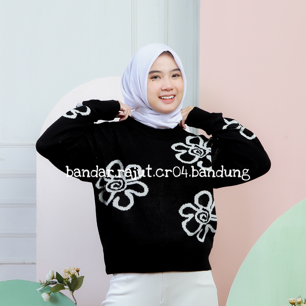 SWEATER RAJUT NANA MOTIF BUNGA BRANDED 7 GATE